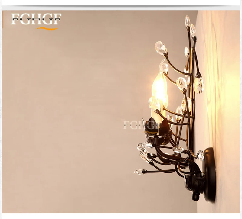 crystal wall lamp wall lights sconce bedroom bedside lamp candle double wall lamp for bedroom living room restaurant beside lamp (7)