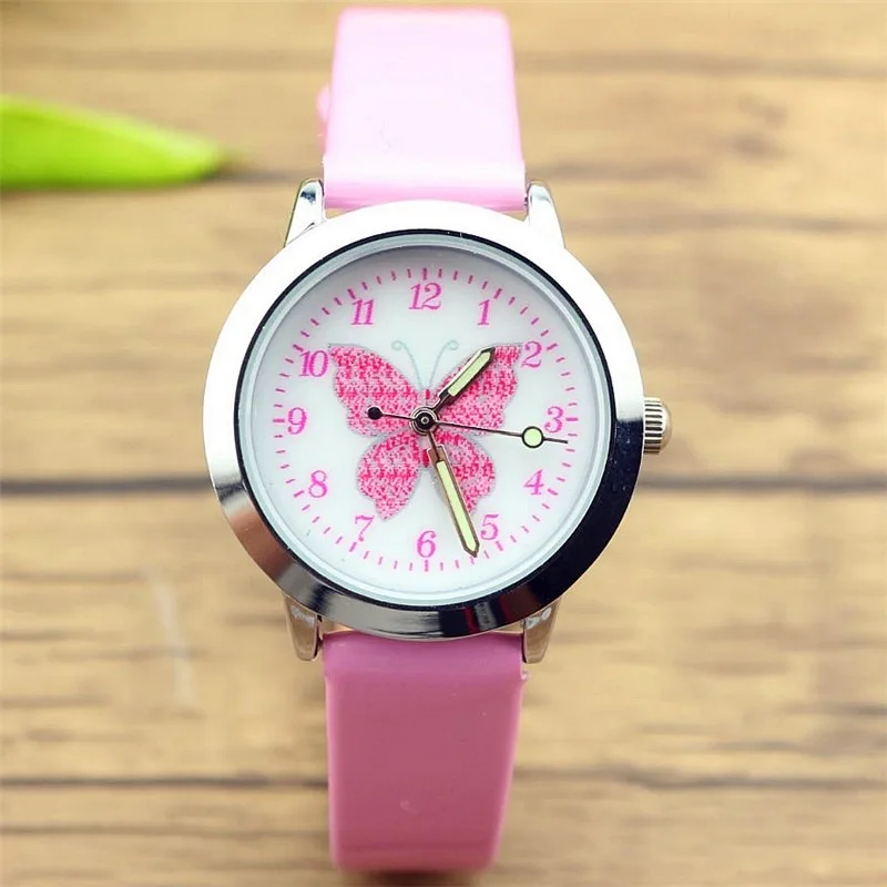 

JOYROX Relogio Relojes Kol Saati 3D Colorful Butterfly Watches Children Kids Girls Gift Watch Casual Quartz Wristwatch Student