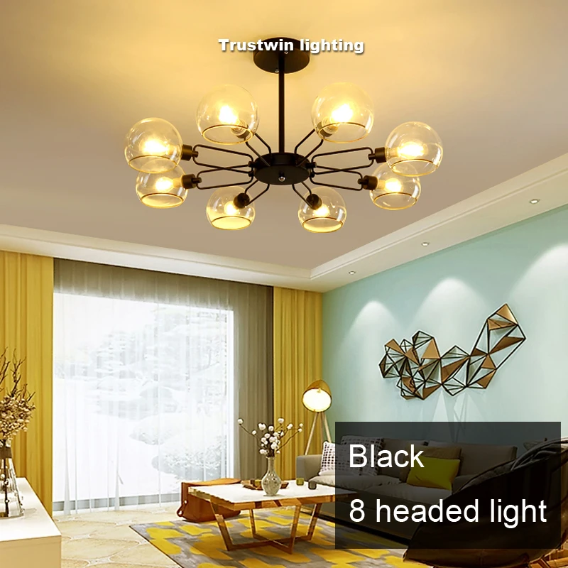 Easy Bulb Installation Replace Iron Glass Chandelier Light Lamp Easy Bulb Installation Replace Iron Glass Chandelier Light Lamp Fixture Led E14 Ceiling Silver Black Golden Hanging In Chandeliers From Lights