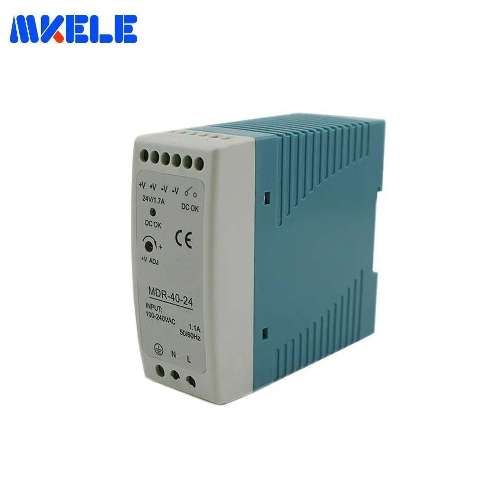 

High Quality 5V 12V 24V 40W Mini Size Din Rail Switching Power Supply Single Input MDR-40 DIN Rail Power Supply For Led Driver