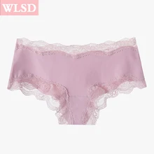 WLSD сексуальные кружевные трусики женские прочный мягкий хлопок Beifs Lingeries Твердые Девушки дышащие трусики для женщин, с низкой талией промежность нижнее белье