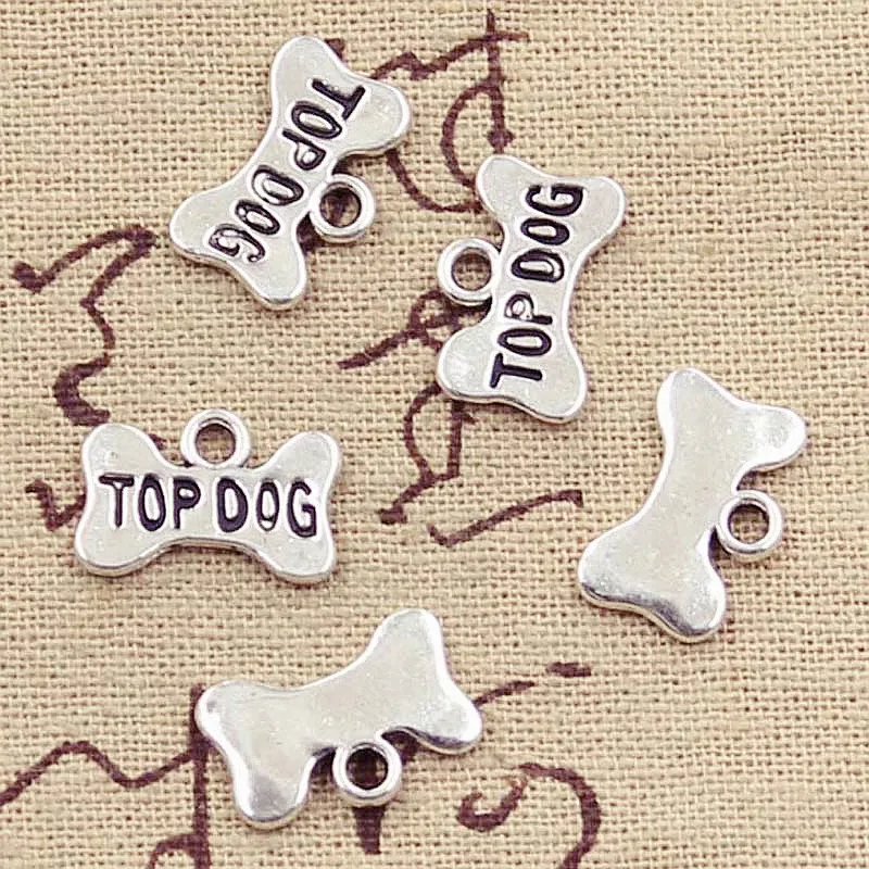 30 шт. подвесная табличка с надписью Top Dog Bone 10x16 мм античный кулон для изготовления