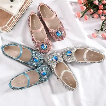

Girl Elsa Anna shoe kids Princess Shoes Fashion gold Shoes low heel Evening party Leather Shoes Anna Queen Casual Sneakers