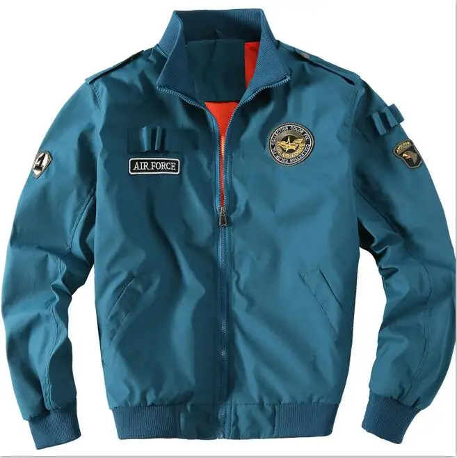 Военная Тактическая Мужская армейская летная куртка-бомбер MA-1, бейсбольная университетская куртка для колледжа, пилот ВВС, водонепроницаемая зимняя куртка для мужчин - Цвет: Синий