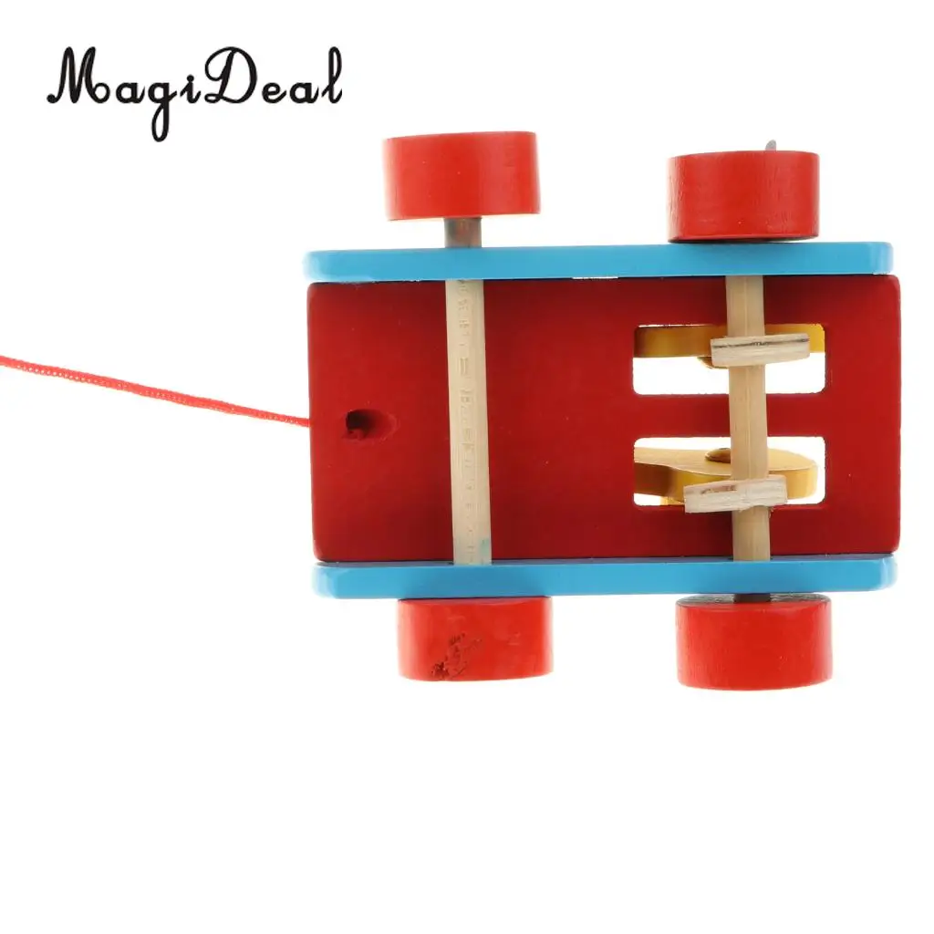Wooden Pull Along Rooster Duck Peck Rice Crafts Puzzles Game Kids Baby Learning Walking Toy Play Activity