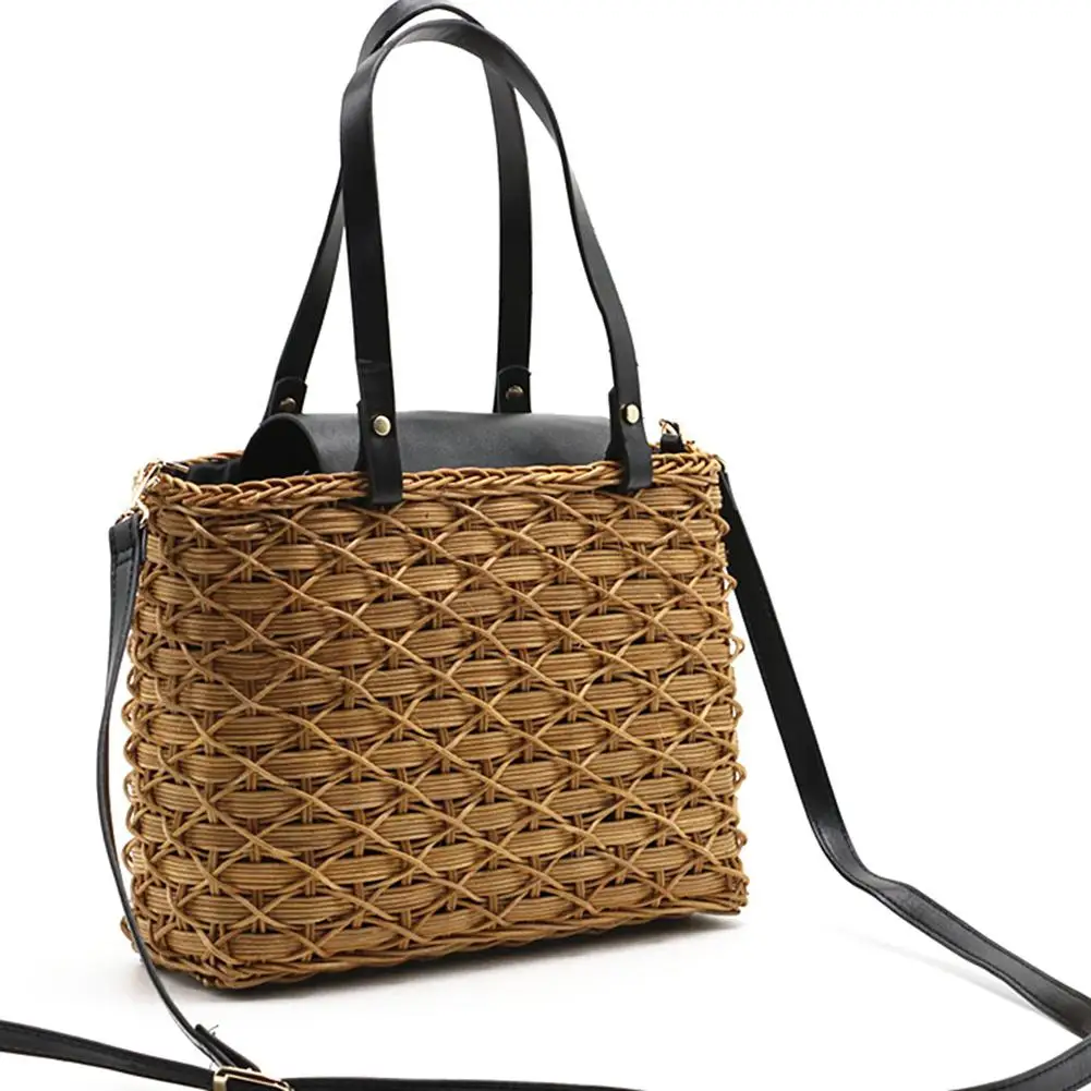 

Women Beach Crossbody Bag Beach Woven Straw Rattan Braided Tote Handbags Handmade Travel Shoulder Hand Bags Messenger Bag Totes