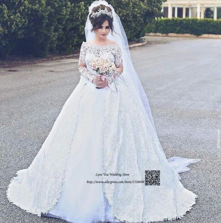 Новое поступление Vestido Branco кружевное женское платье с длинным рукавом арабское