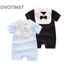 Dvotinst для маленьких мальчиков одежда Рубашка с короткими рукавами с галстуком для отдыха комбинезон для малышей Свадебный комбинезон День рождения