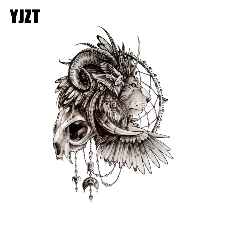 

YJZT 11.6CM*13.4CM Funny Tribal Lion Skull PVC Motorcycle Car Sticker 11-00639