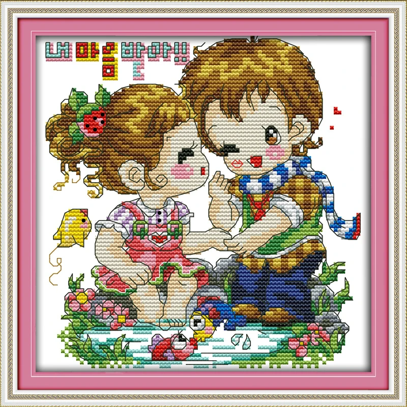 

Playing by the river counted printed on fabric DMC 14CT 11CT Cross Stitch kits,embroidery needlework Sets, Home Decor