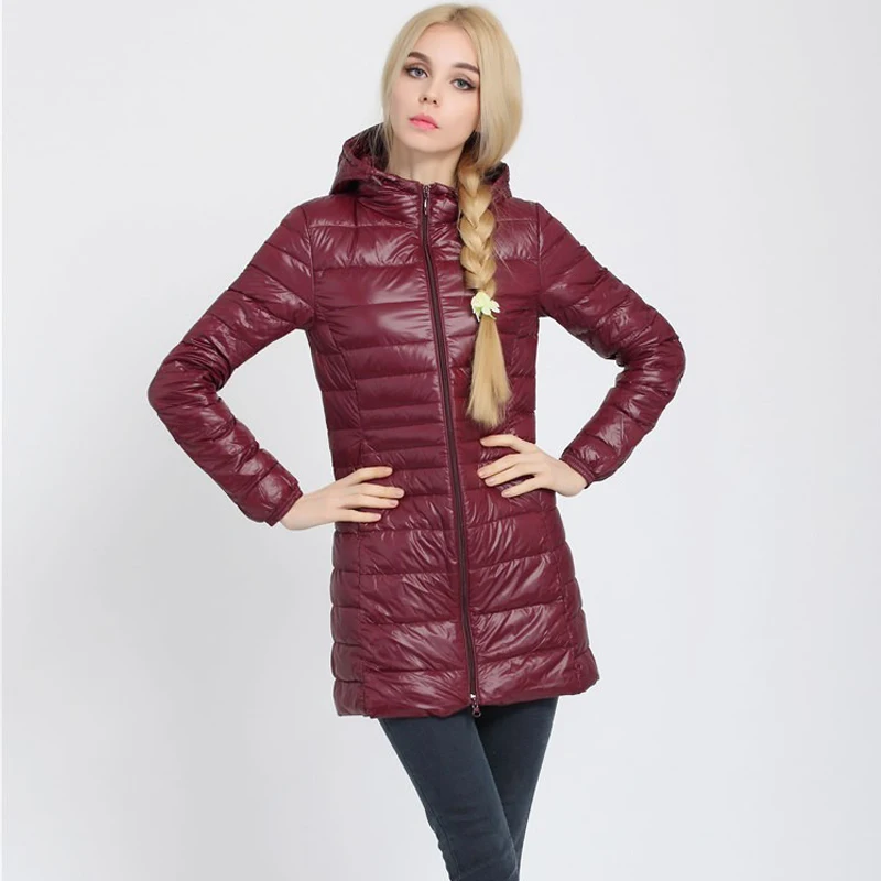 Winter jacket Woman's Outerwear Slim Hooded Down Jacket Woman Warm Down Coat Women Ultra Light Jackets White Duck Down Parkas