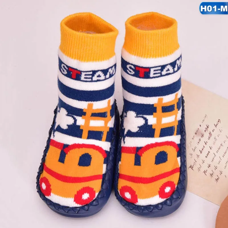 Носки для новорожденных; зимние толстые махровые хлопковые носки для малышей; детская обувь для девочек; носки с резиновой подошвой; забавные носки для младенцев с животными
