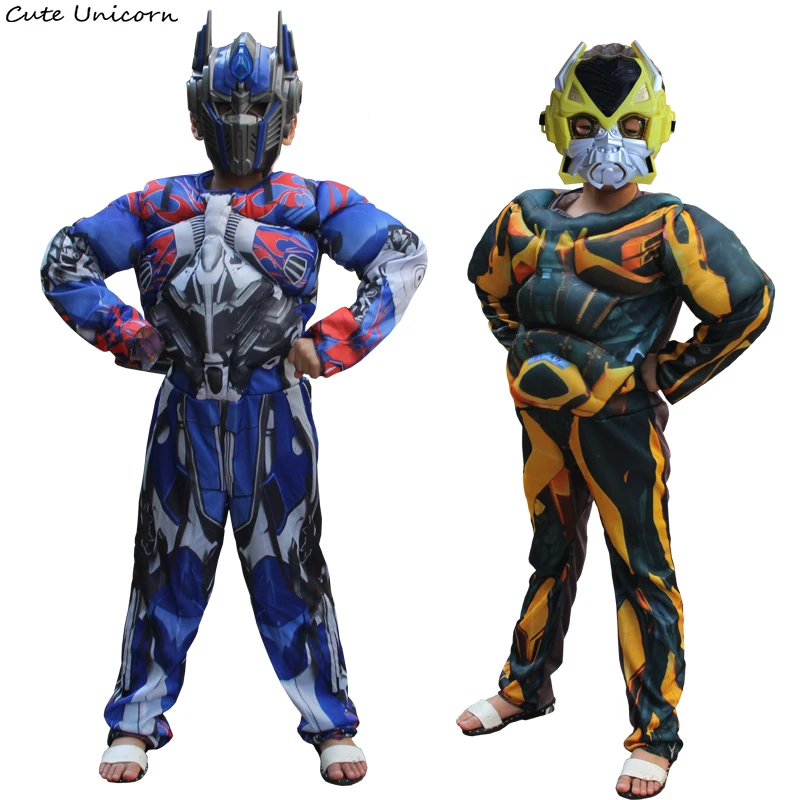 

Boys Cosplay Costume Movie Superhero Muscle Jumpsuits + Mask Kids Halloween Costumes Children Carnival body suits