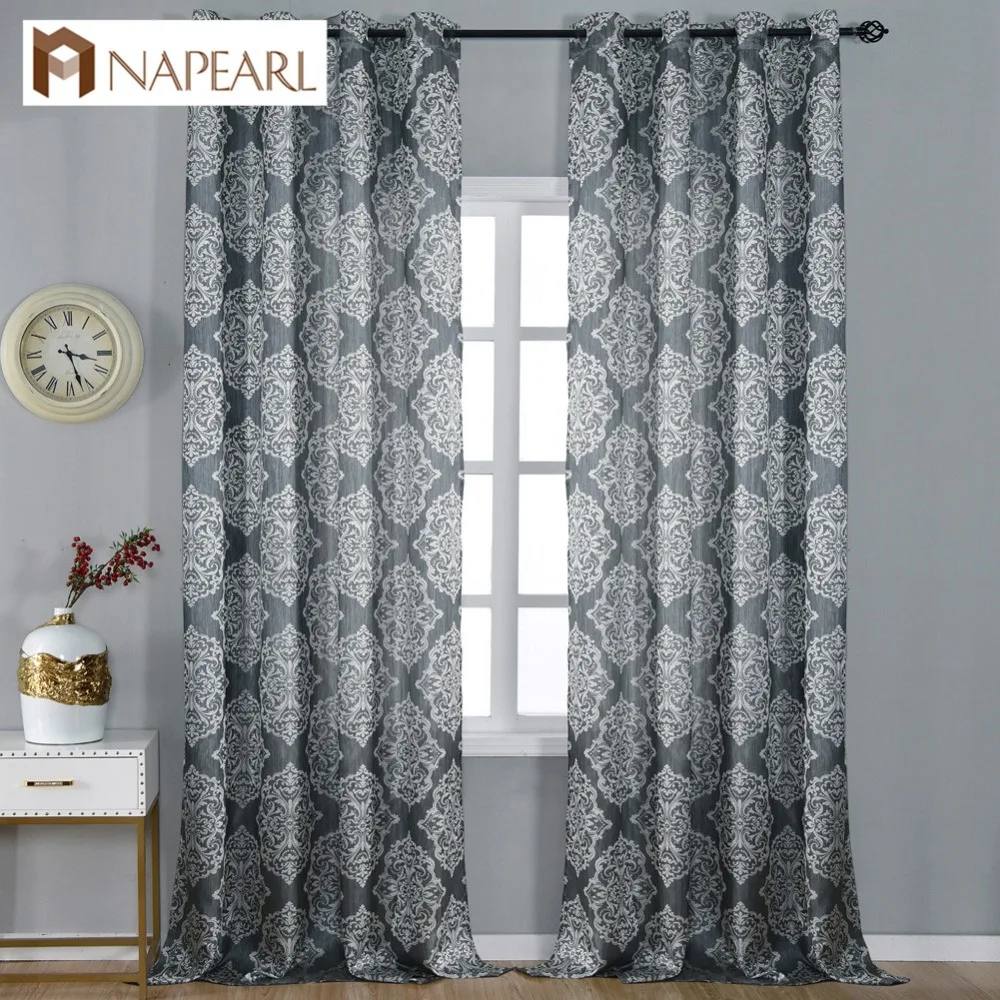

NAPEARL 1 Piece Rustic Decorative Living Room Window Curtains Jacquard Semi-shade Drapery Polyester Thick Textured Weave Cloth