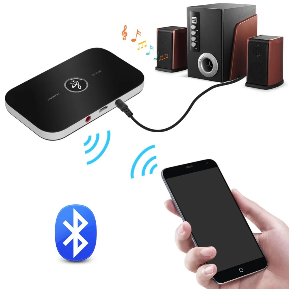 

Hifi A2DP Bluetooth Audio Transmitter Receiver Adapter with 3.5mm Stereo Output Audio Player Aux for iPhone Samsung Headphones