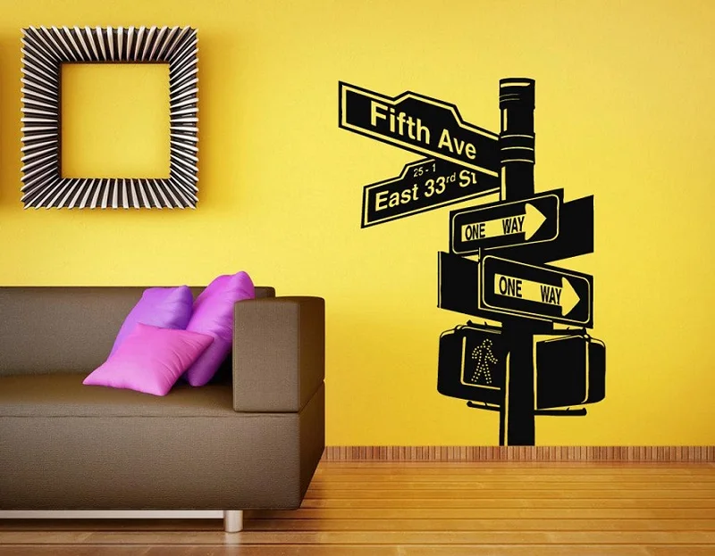 

New York road sign vinyl wall sticker room design style office university dormitory home decoration art decal CS26