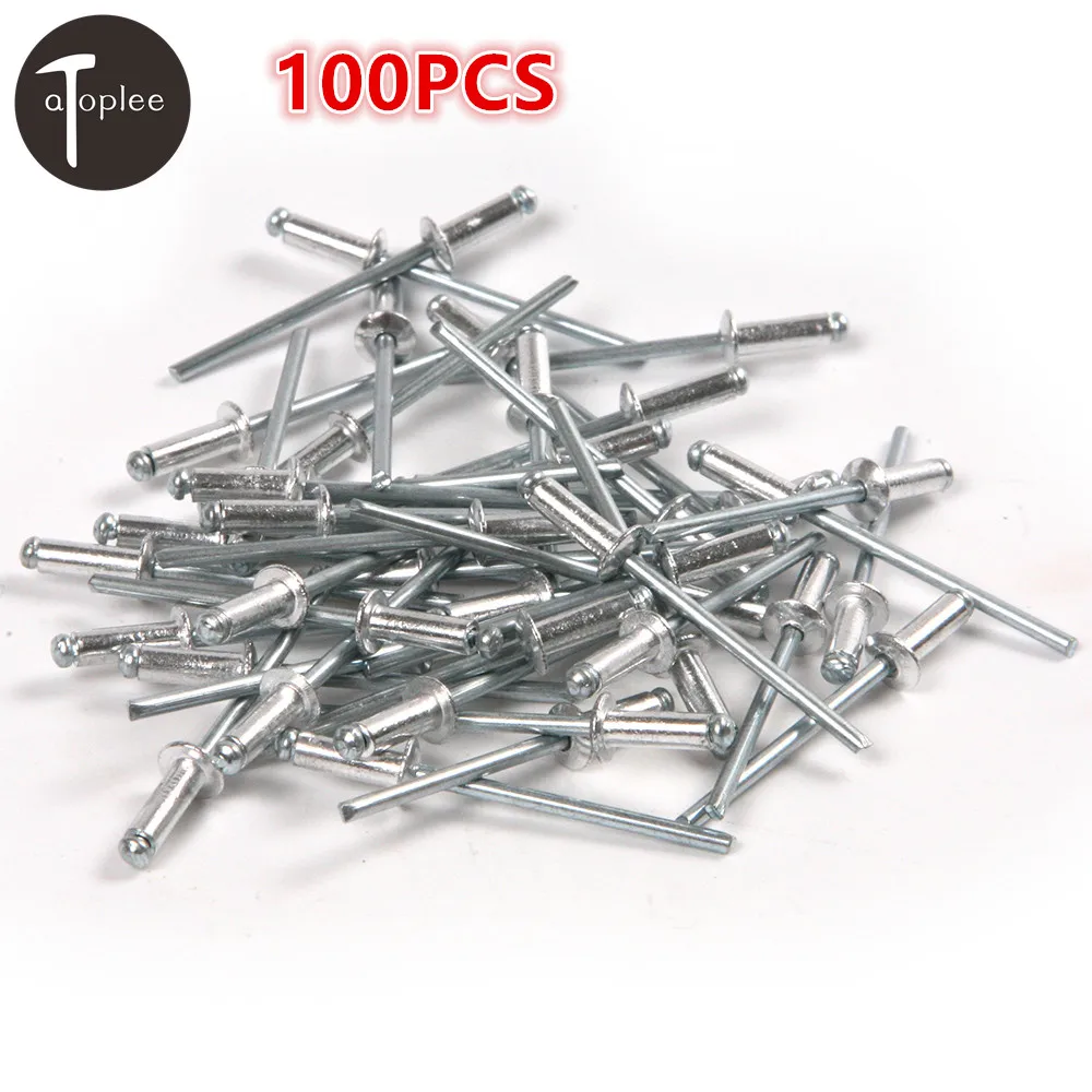 

100PCS M3.2*9 Aluminum Blind Pop Rivet Nut Core Pulling Decoration Rivets/Nails Blind Insert Nut Metalworking Tools