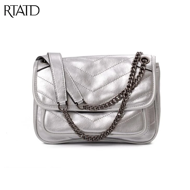 

RTATD New Trendy Women Chain Flap Messenger Bag Lady Cow Leather Handbags Chic Crossbody Bags For Female Bolsas B320