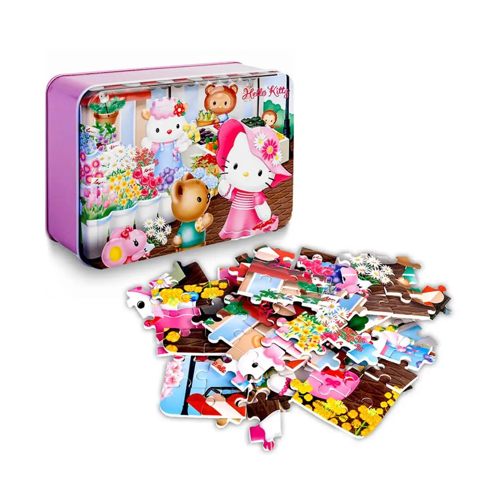 Пазлы Hello Kitty 100 шт. блестящая головоломка для детей Обучающие Развивающие пазлы