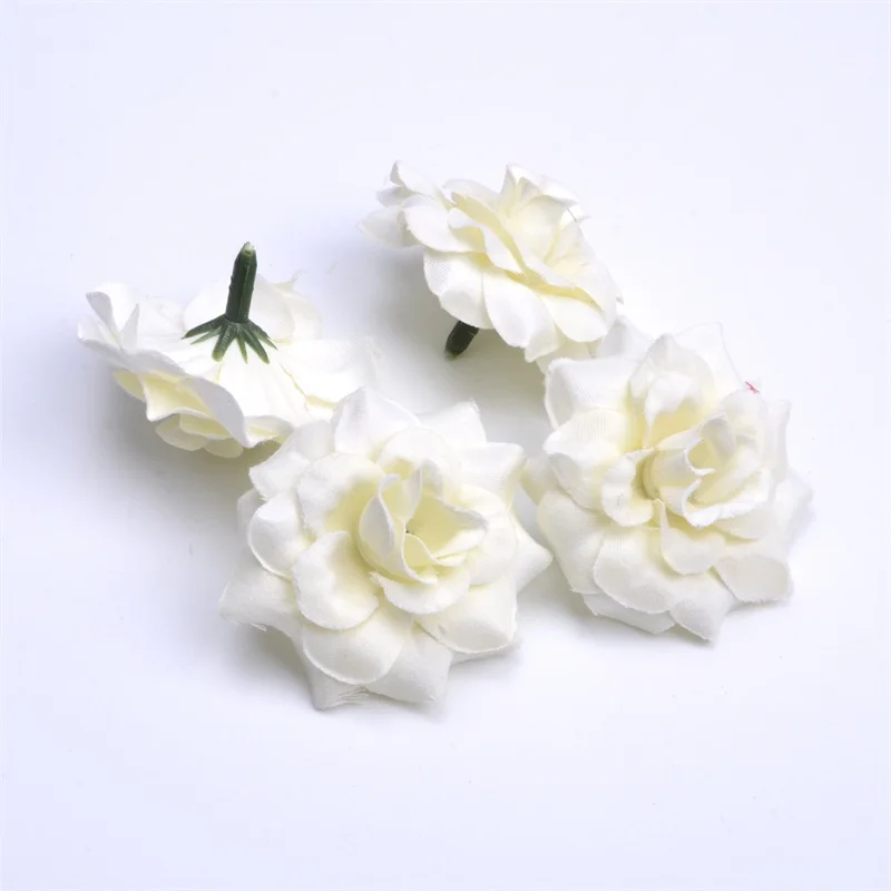 10 шт. 4,5 см золотые Мини Искусственные шелковые розы цветы головы DIY Скрапбукинг дешевые искуственная гирлянда цветок для свадьбы декоративные - Цвет: Milk white