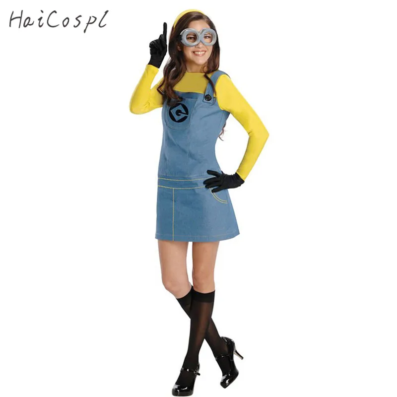 

Women Halloween Costume Adult Jumpsuit Despicable Me Anime Cosplay Female Dress Role Play Games Party Disguise Fancy
