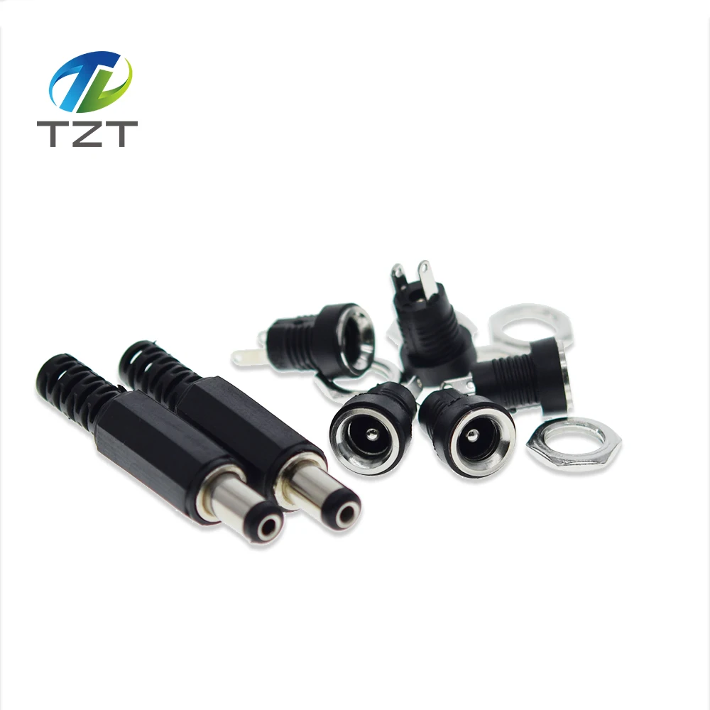 

10PCS 5Pair DC Power Connector pin 2.1x5.5mm Female Plug Jack + Male Plug Jack Socket Adapter DC-022B