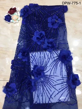 

Beautiful 3D Applique French Lace Nigerian Wedding Dress Fabric Wholesale African Tulle Net Laces Fabrics for Party DPW-775