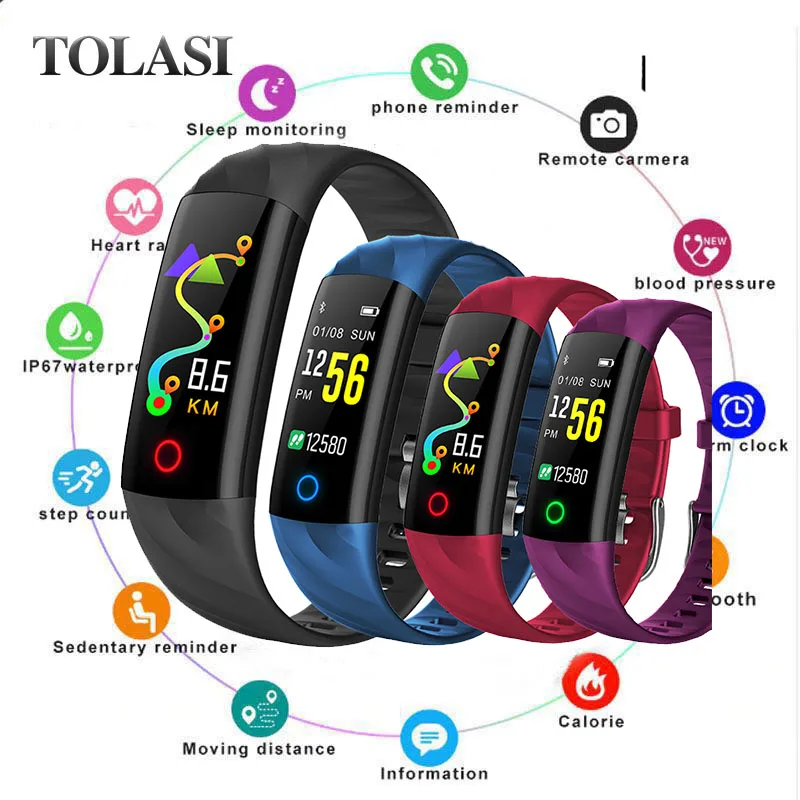 

Women Smart Watch Men IP68 Waterproof Sport Fitness tracker Multifunctional LED Color Touch Smart bracelet Montre homm+Box Reloj