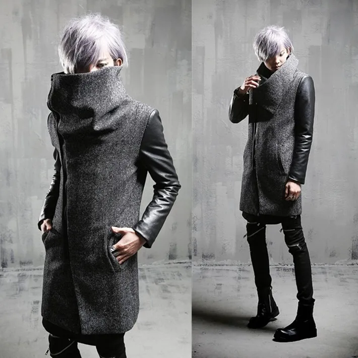 Осенняя и зимняя верхняя одежда, мужская термо модная индивидуальная тонкая шерстяная Лоскутная M-XL