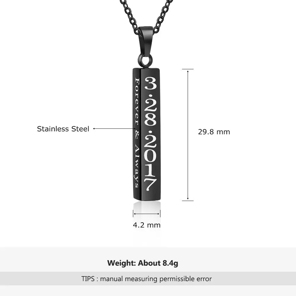 Engraved Name Necklace Personalised Gift Strip Pendant Stainless Steel Unisex Fashion Necklaces & Pendants (JewelOra NE101301)