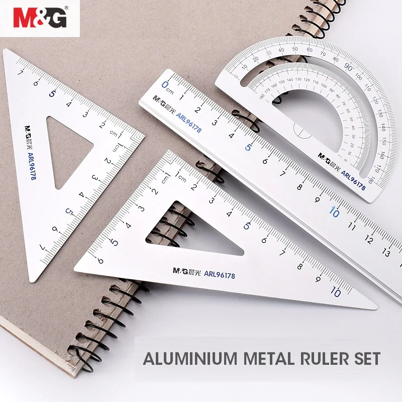 M&G Metal Geometry Ruler Set Maths Drawing compass stationery Rulers