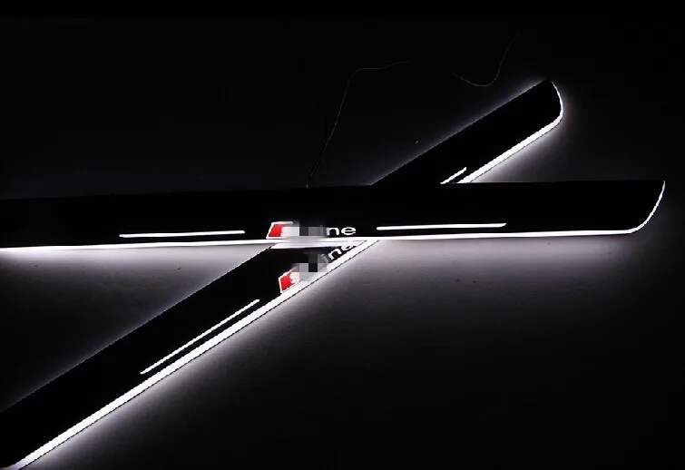 

eOsuns Waterproof Acrylic LED moving door scuff door sill light plate Pathway light for audi A4 B7, 2pcs