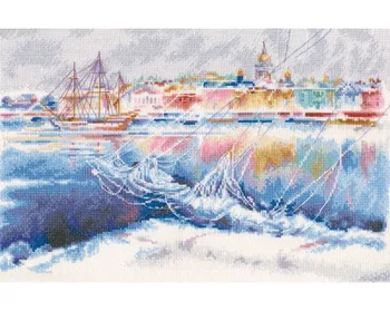 

14/16/18/27/28 Lovely Counted Cross Stitch Kit Crystal Shades on Neva Fishing Net Boat Ship Vessel Port RTO M592