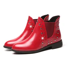 Autumn spring female ankle boots with flat heels round toe pu soft leather women fashion Punk Gothic boots Elastic shoes women