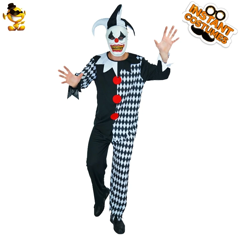 

Men's Evil Jester Costumes Cosplay Funny Killer Evil Clothing Roleplay Halloween Party Costume for Adult Evil Jester