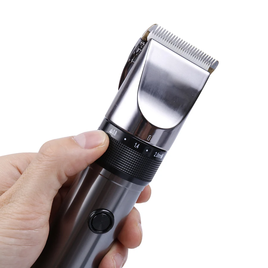 Перезаряжаемые волос триммер 0,8-2,0 мм регулируемый titanium керамические лезвия Электрический Для мужчин машинки для стрижки волос 2000 мА