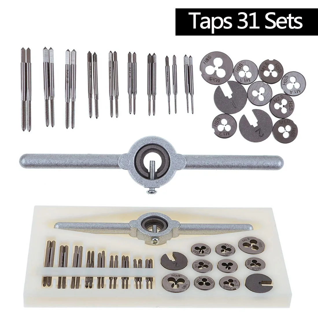 

Hand Tools 31pcs/set Metric Taps Dies Set Mini NC Screw Thread Plugs Taps High Speed Steel Hand Screw Taps