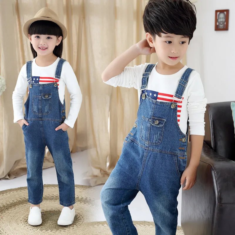 Girls denim overalls spring and autumn 2017 new children's clothing for