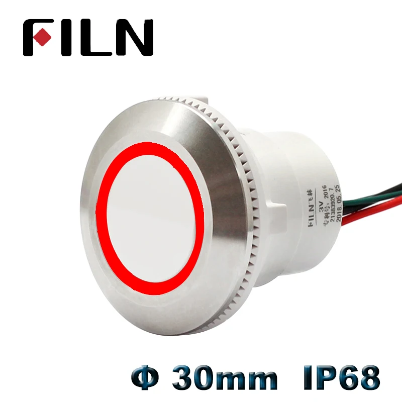 30 мм водонепроницаемый IP68 металлический кнопочный переключатель 12 В 24 В со светодиодной подсветкой Выключатель без фиксации Переключатель Вкл. Выкл. Кнопочный провод ведущий