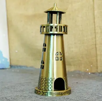 

classic vintage retro 7.5x18.5cm lighthouse hand-made craft metal model for home coffee bar ornaments decoration