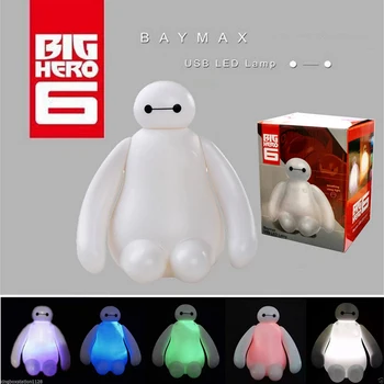 

16CM Kids toy LED Table Light Lamp Color Creative Big Hero 6 Baymax USB Cartoon Night light Kids Gift Home Decor bedroom light