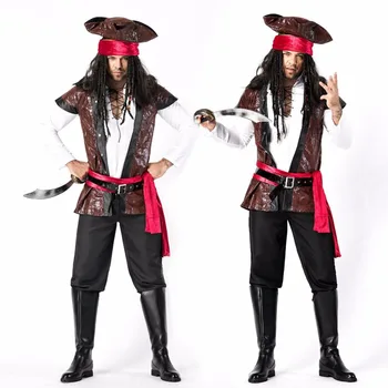

2020 Newest Pirates Of The Caribbean Halloween Cosplay Costumes For Adult Men Pirate Costume Party Fancy Dress Christmas Clothes