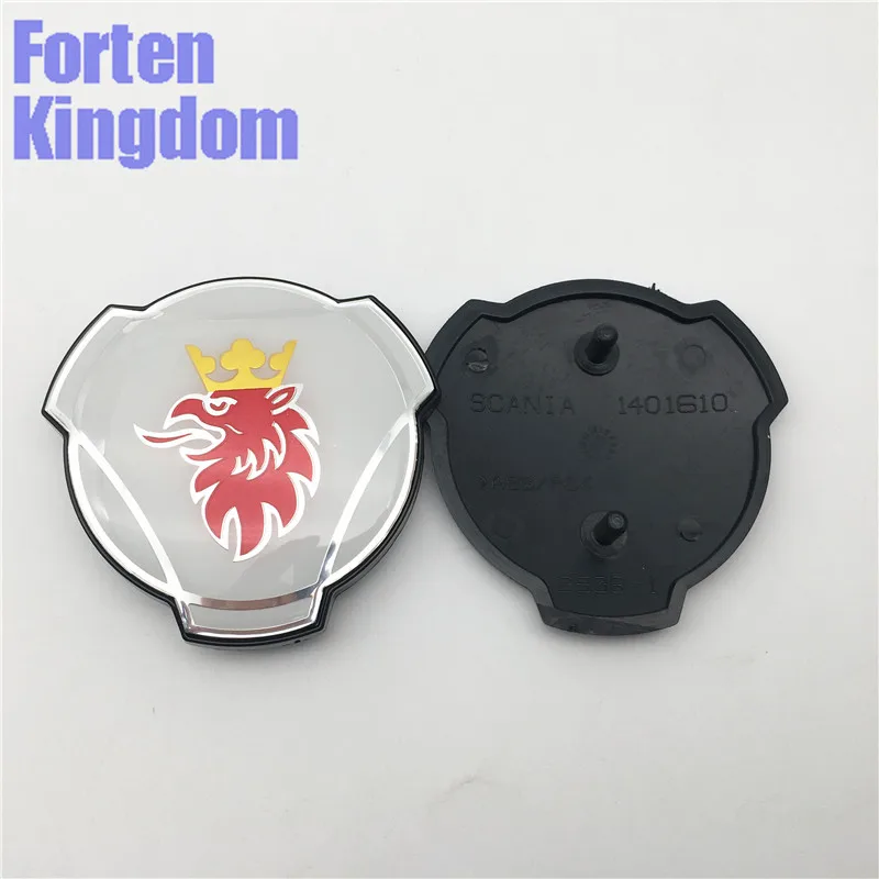 

Forten Kingdom 1 Piece For Scania Truck White Red Griffon Front Grill Grille Emblem 80mm ABS Black Plate Aluminum Badge 1401610