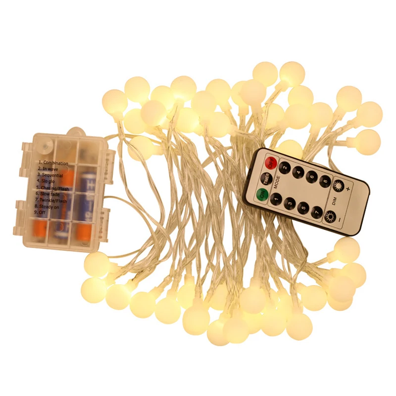 

Waterproof Battery Powered LED Globe String Lights 8 Lighting Modes with Remote Control for Outdoor Indoor Home Wall Decoration