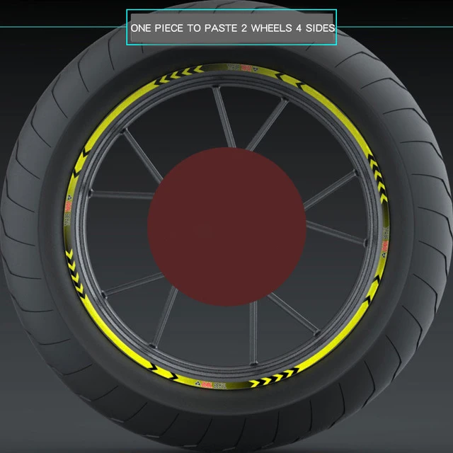 1" 17" полосы мотоцикл колеса автомобиля Шины наклейки светоотражающий обод клейкие ленты Мотоцикл Авто наклейки для крест езда мотокросса - Цвет: yellow 17 inches