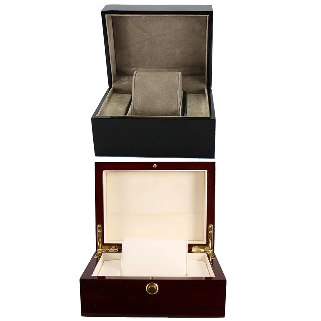 

2 Pieces Single Slot Wood Watch Case Wristwatch Box Organizer Storage Travel