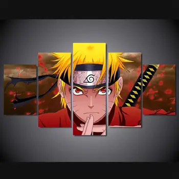

5 Panels Wall Art Anime Naruto Uzumaki Ninja Sword 5 Pieces Paintings Canvas Poster Unframed 9004