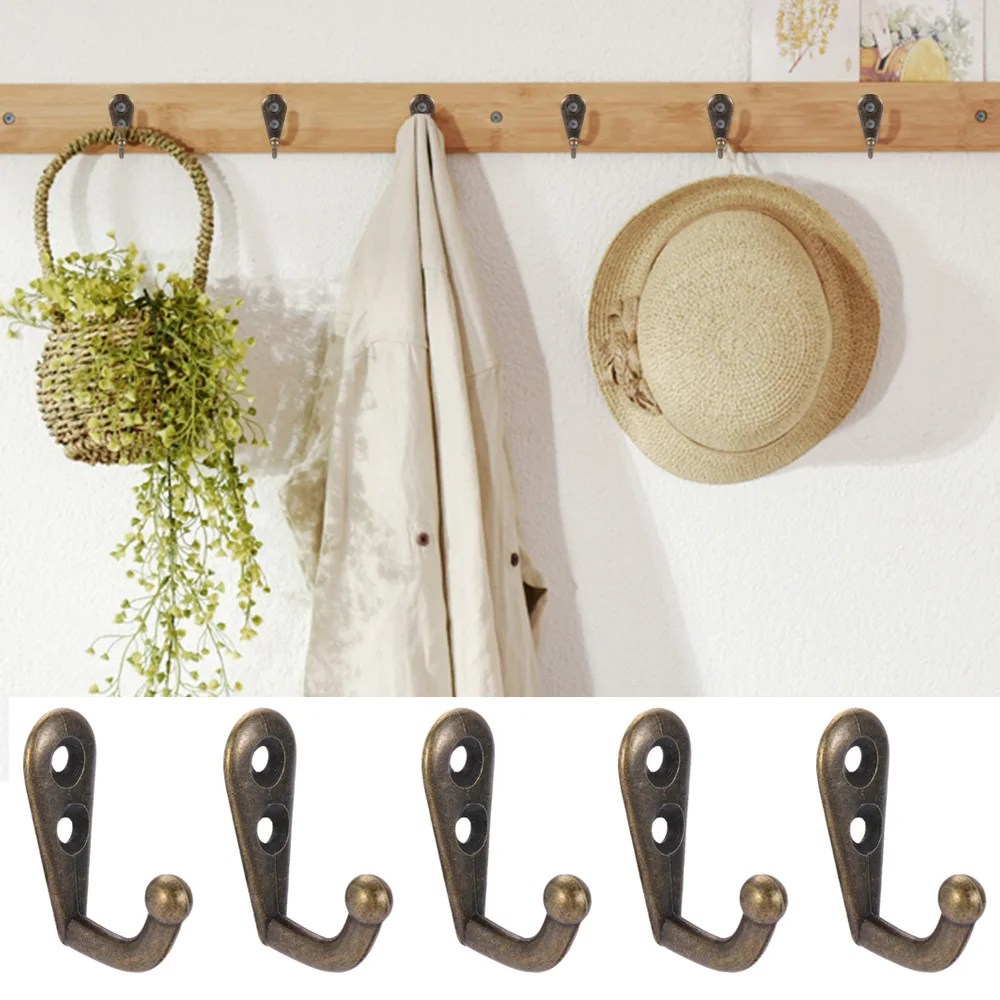 

Retro 10PCS Metal Retro Key Holder Hat Bag Clothes Towel Organizer Antique Hooks Single Prong Wall Door Key Coat Hanger