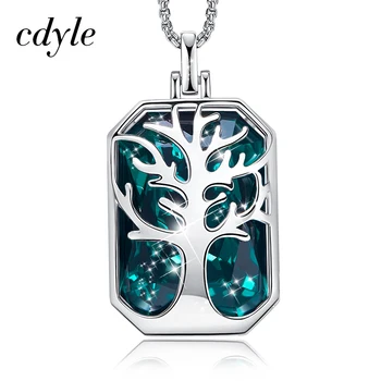 

Cdyle Women Silver Color Tree of Life Necklace Embellished with crystals Silver Jewelry Birthday Gift For Grandma