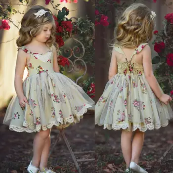 

Kids Girl Sleeveless Lace Flower Party Mini Dress